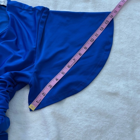 Royal Blue  Satin Maxi Gown with Plunge Neckline and Dolman Sleeves - Picture 4 of 16